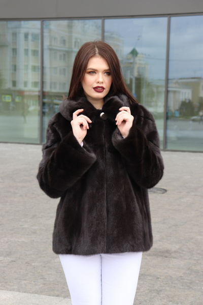 Куртка из норки с кулиской и капюшоном Мехофф Марлен70.223-520 темно-коричневый - фото 1