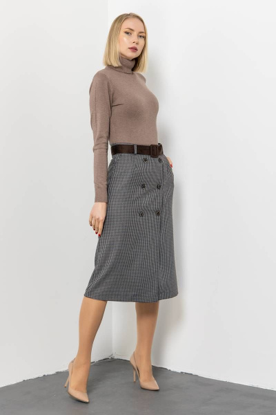 Юбка серая из текстиля для делового повседневного стиля Domna 71117 коричневый(170) - фото 5