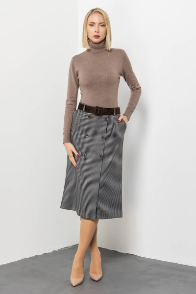 Юбка серая из текстиля для делового повседневного стиля Domna 71117 коричневый(170) - фото 4