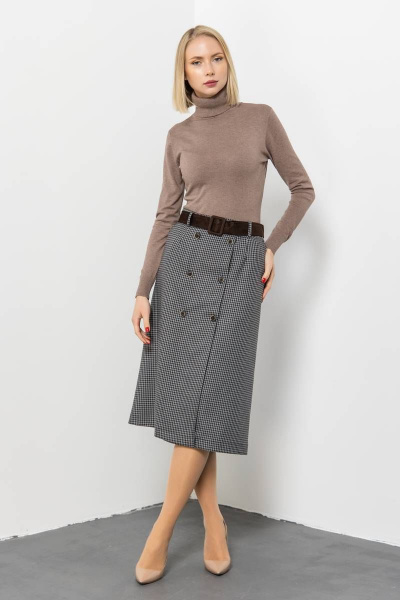 Юбка серая из текстиля для делового повседневного стиля Domna 71117 коричневый(170) - фото 2