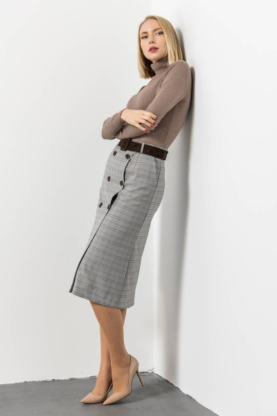 Юбка из текстиля для делового и повседневного стиля Domna 71117 серый - фото 2