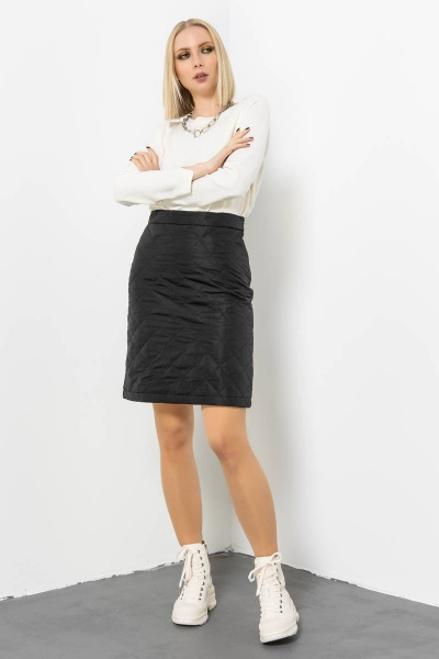 Черная юбка из текстиля для офисного и повседневного гардероба Domna 71118 черный - фото 6