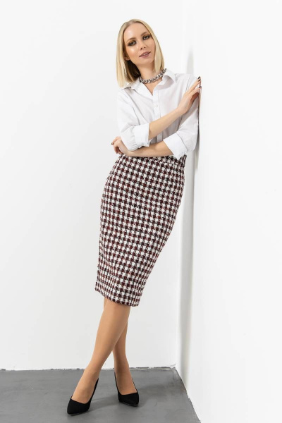 Юбка из текстиля мультиколор для делового образа Domna 71121 бордо - фото 5