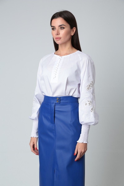 Классические брюки бананы из костюмной ткани с вытачками SandyNa 130413 белый - фото 2