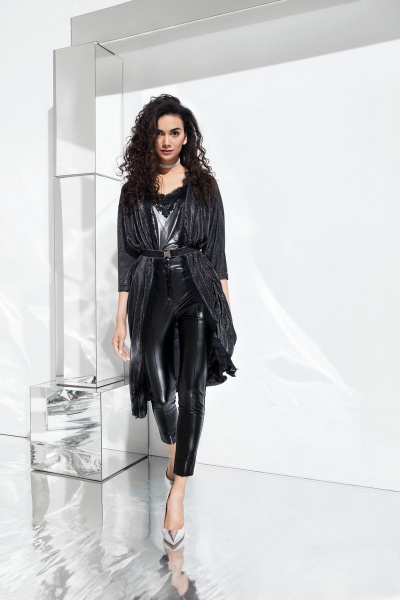 Кардиган без застежки с кружевной каймой и разрезами Alena Goretskaya A1105/11 - фото 1