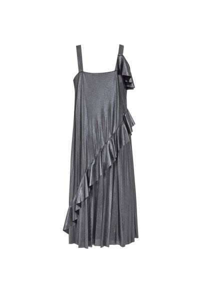 Платье нарядное из трикотажа с воланами и плиссе Alena Goretskaya A1131/1 серебро - фото 2