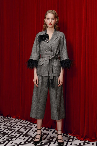 Широкие демисезонные брюки из текстиля с боковыми карманами Alena Goretskaya A1348/6 - фото 1