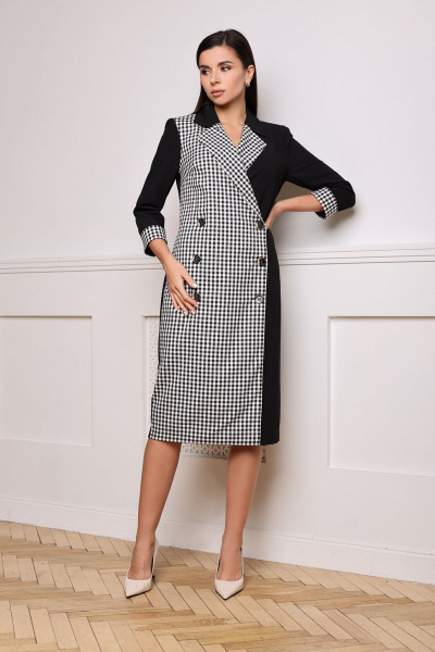 Деловое платье из текстиля в серых и черных тонах AURA otd 3055 - фото 1