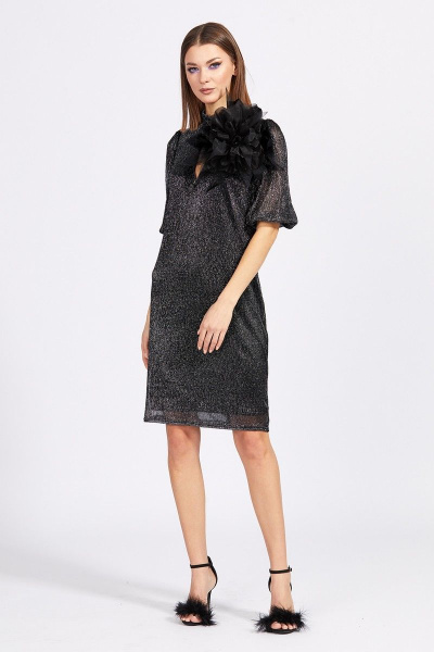 Платье из прозрачного трикотажа с металлизированным эффектом EOLA 2163 серебро - фото 6