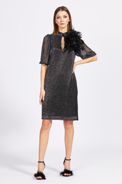 Платье из прозрачного трикотажа с металлизированным эффектом EOLA 2163 серебро - фото 5