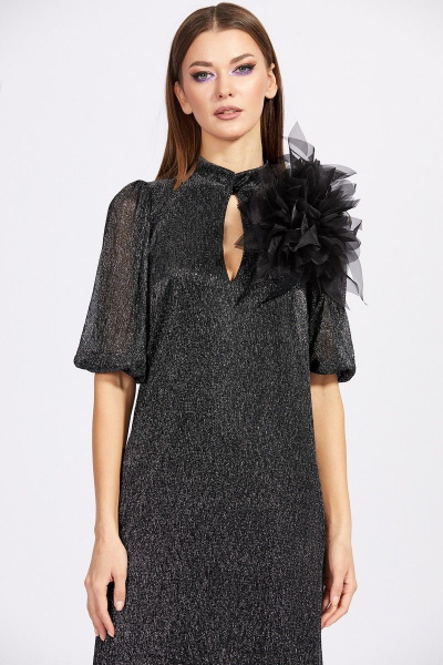 Платье из прозрачного трикотажа с металлизированным эффектом EOLA 2163 серебро - фото 4