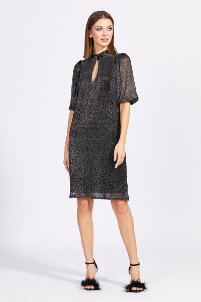 Платье из прозрачного трикотажа с металлизированным эффектом EOLA 2163 серебро - фото 1