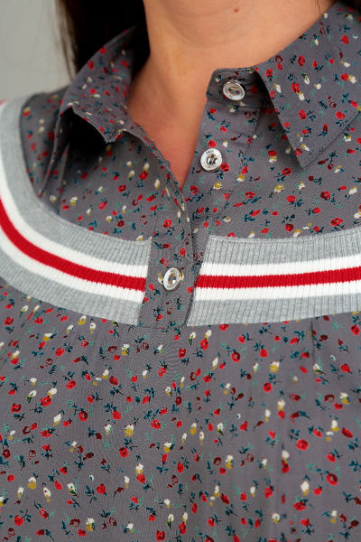 Блуза А-силуэта в стиле на каждый день с карманами и рукавом 3/4 Таир-Гранд 62312-1 серый - фото 4