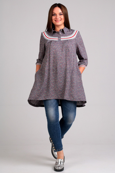 Блуза А-силуэта в стиле на каждый день с карманами и рукавом 3/4 Таир-Гранд 62312-1 серый - фото 2
