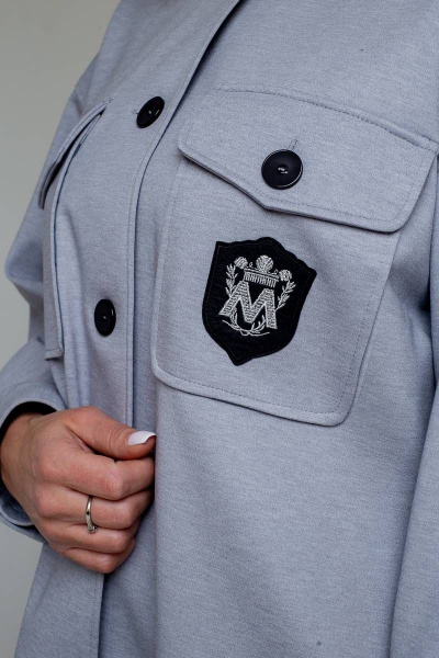 Демисезонная рубашка-жакет из вискозы с карманами Avila 0876 светло-серый - фото 6