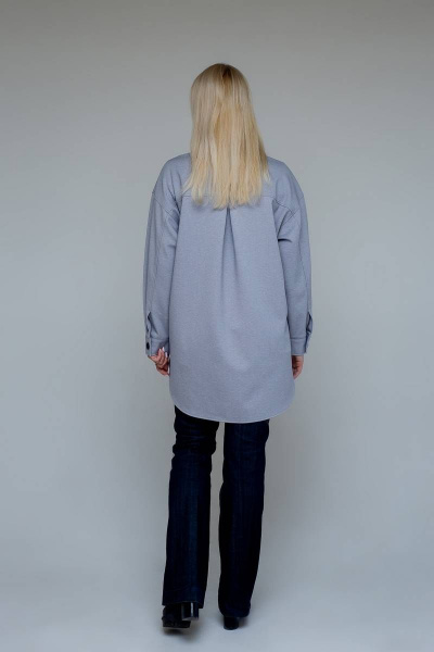 Демисезонная рубашка-жакет из вискозы с карманами Avila 0876 светло-серый - фото 4