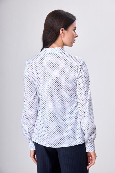 Блузка удлиненная из хлопка с клапанами и воротником Anelli 1161 белый_принт - фото 7