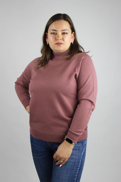 Демисезонный розовый свитер из трикотажа с длинным рукавом реглан и двойной стойкой Полесье С3316-15 5С1754-Д43 170,176 коралловый_миндаль - фото 1