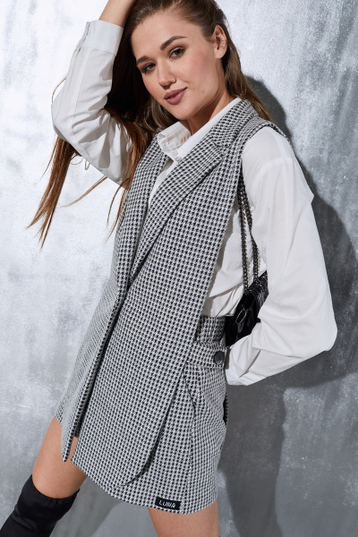 Шорты с резинкой и карманами, мультиколор, демисезон Luna 015/2 гусиная_лапка - фото 2