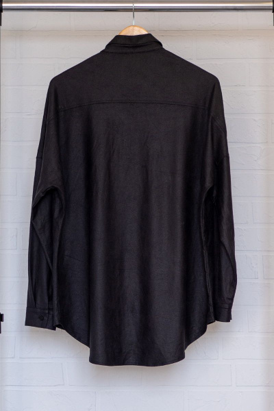 Серая и черная рубашка из хлопка с накладными карманами Luna 011 графит - фото 7