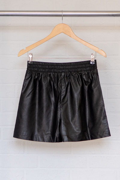 Черные кожаные шорты с накладными карманами Luna 023/2 черный - фото 5