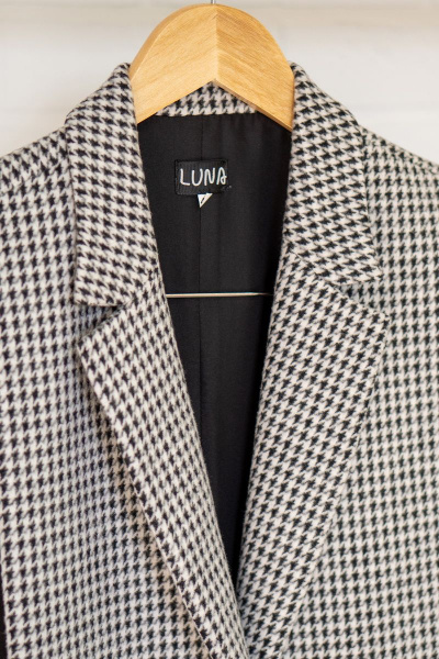 Демисезонный жилет свободного кроя из вязаного тканя Luna 015/1 гусиная_лапка - фото 7