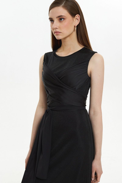 Элегантное платье с асимметричной линией низа и завязками Moveri by Larisa Balunova 5451 черный - фото 2