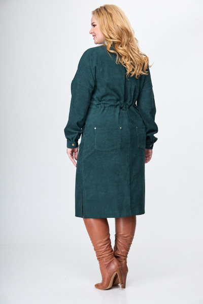 Вельветовое платье миди с накладными карманамиНа каждый день Anelli 920 зеленый_вельвет - фото 6