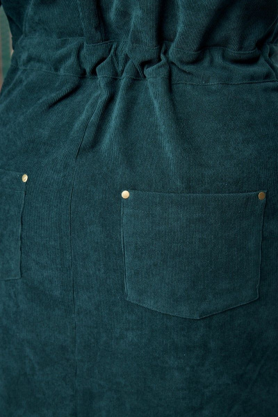 Вельветовое платье миди с накладными карманамиНа каждый день Anelli 920 зеленый_вельвет - фото 5