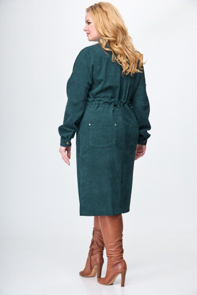 Вельветовое платье миди с накладными карманамиНа каждый день Anelli 920 зеленый_вельвет - фото 7