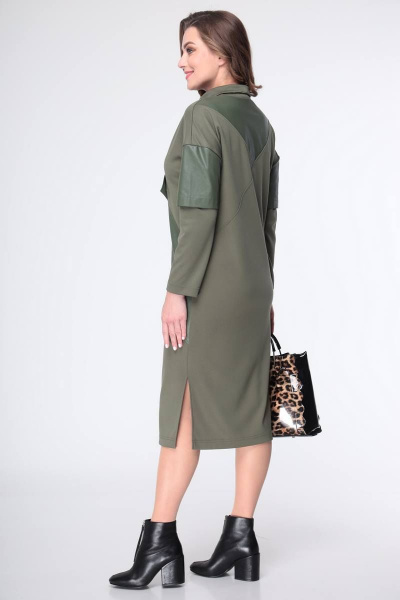 Элегантное платье из трикотажа с эко-кожей Taita plus 2136/2 - фото 7