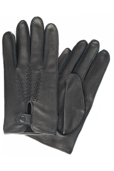 Демисезонные кожаные перчатки с шерстью в черных тонах ACCENT 83у черный - фото 1