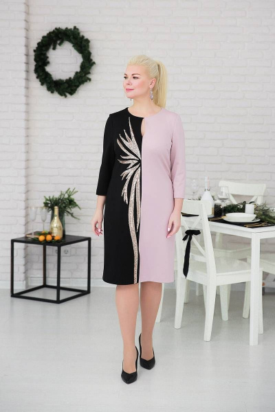 Платье ASV 2468 черно-розовый - фото 2