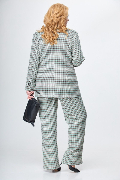 Брюки и жакет с разрезами и кокеткой из принтованной ткани Anelli 1145 бирюза - фото 7