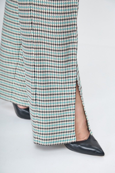 Брюки и жакет с разрезами и кокеткой из принтованной ткани Anelli 1145 бирюза - фото 4