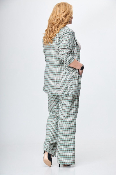 Брюки и жакет с разрезами и кокеткой из принтованной ткани Anelli 1145 бирюза - фото 8