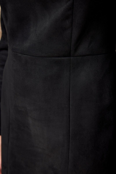 Платье из искусственной замши с разрезом и длинным рукавом Anelli 1182 черный - фото 4