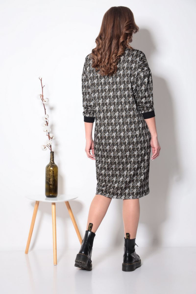 Платье из вискозы и трикотажа с кожаным карманом и поясом Fortuna ШЖ 721К - фото 2