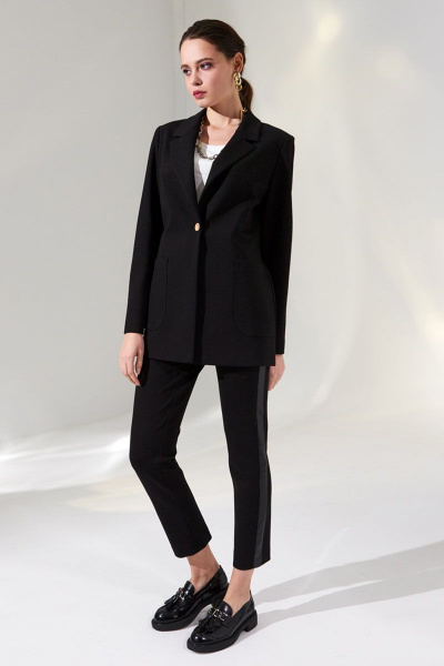 Костюм черный деловой из трикотажа демисезонный DAVYDOV 6029.1 - фото 1