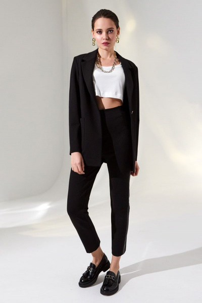 Костюм черный деловой из трикотажа демисезонный DAVYDOV 6029.1 - фото 2