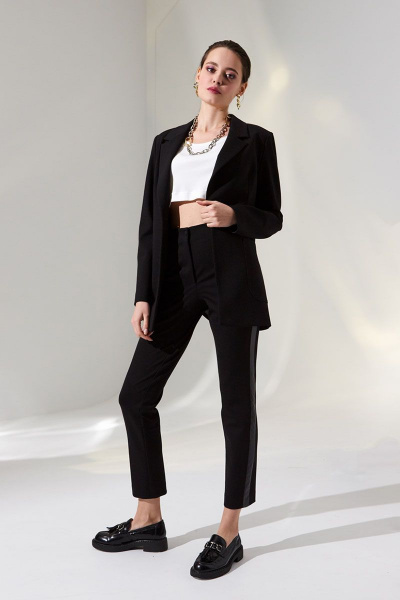 Костюм черный деловой из трикотажа демисезонный DAVYDOV 6029.1 - фото 4