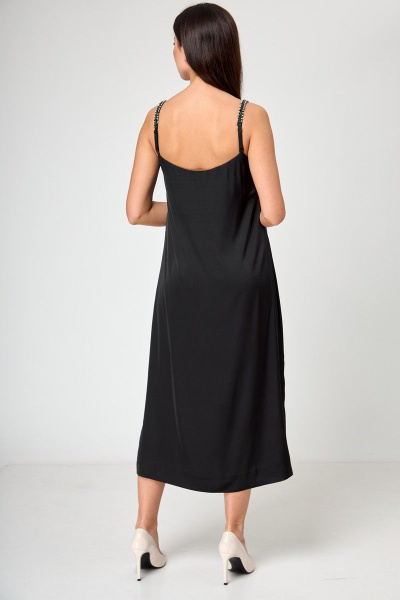 Двухстороннее платье с бусинами и баской из вискозы Anelli 1180 черно-зеленый - фото 15