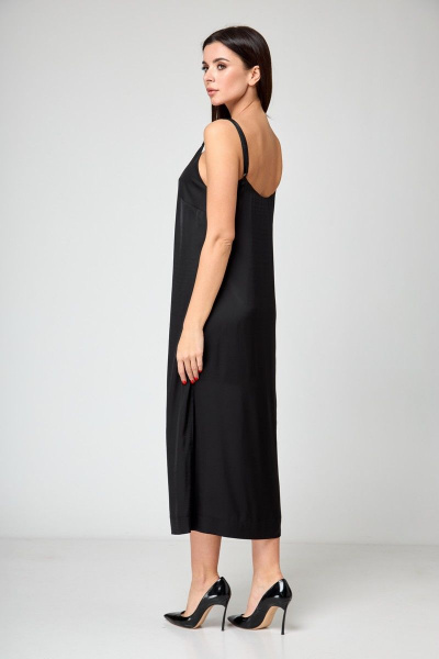 Двухстороннее платье с бусинами и баской из вискозы Anelli 1180 черно-зеленый - фото 6