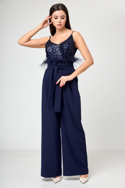 Костюм из жакета и брюк палаццо для делового образа Anelli 1190 синий - фото 16