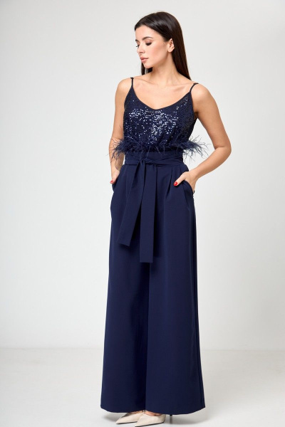 Костюм из жакета и брюк палаццо для делового образа Anelli 1190 синий - фото 15