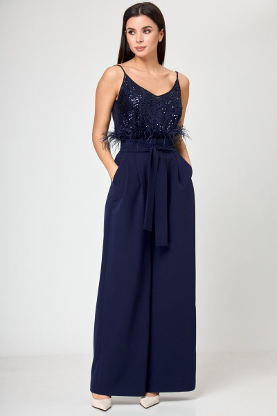 Костюм из жакета и брюк палаццо для делового образа Anelli 1190 синий - фото 12