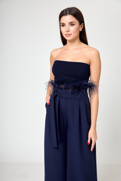 Костюм из жакета и брюк палаццо для делового образа Anelli 1190 синий - фото 11