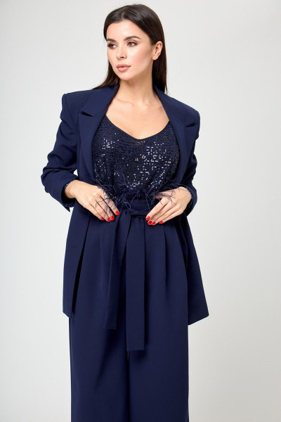 Костюм из жакета и брюк палаццо для делового образа Anelli 1190 синий - фото 3