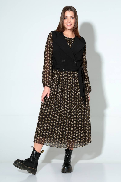 Платье и жакет демисезонный повседневный стиль из текстиля Liona Style 813 мелкие_цветочки - фото 2