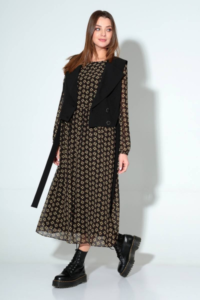 Платье и жакет демисезонный повседневный стиль из текстиля Liona Style 813 мелкие_цветочки - фото 3